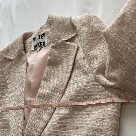 Walter Baker Boucle Blazer pink white metallic gold thread single-breast size L - Picture 12 of 16